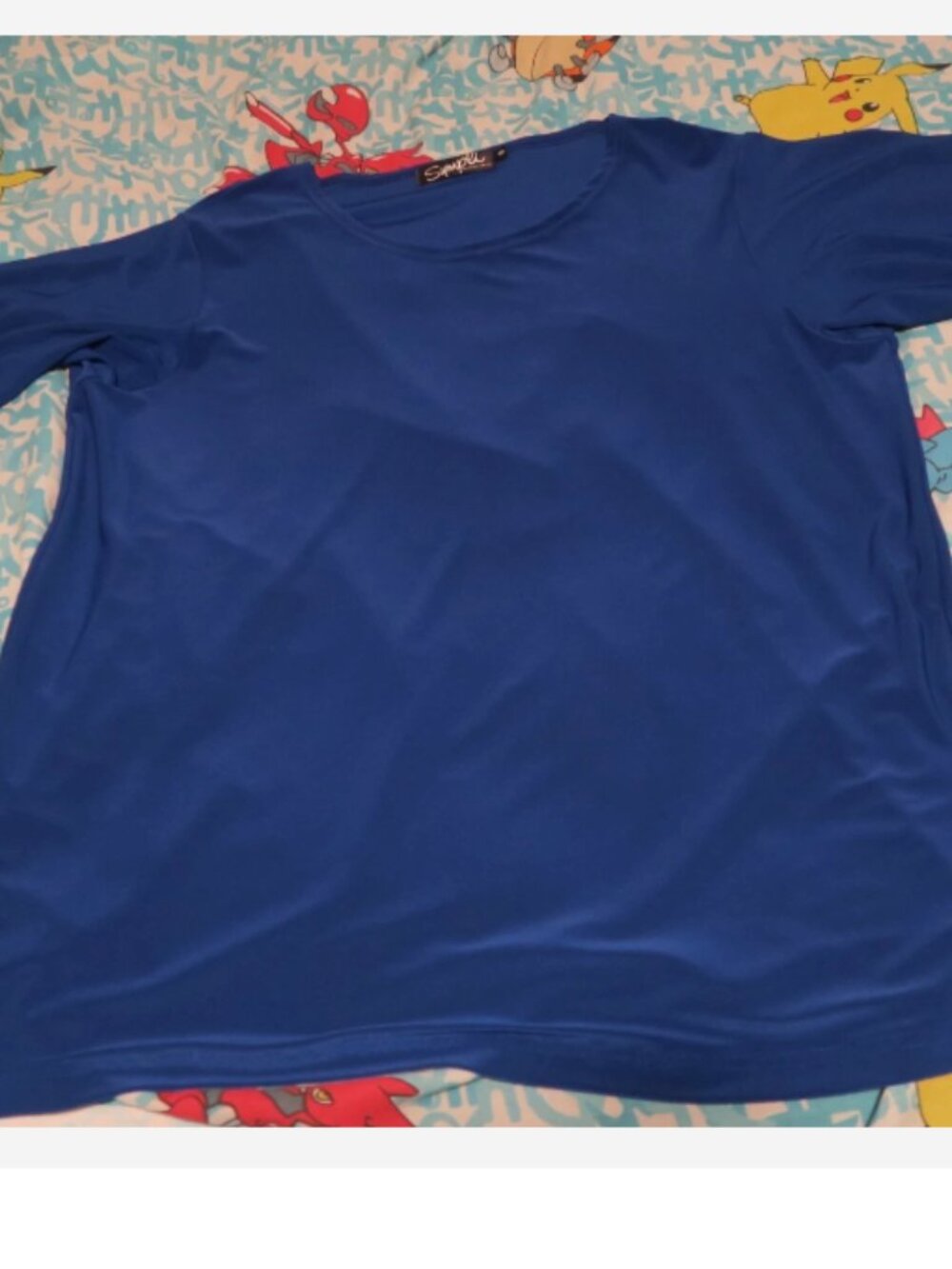 Sympli Canada Jersey Round Neck Tunic Top Short Sleeve Side-Slit Blue Size 8